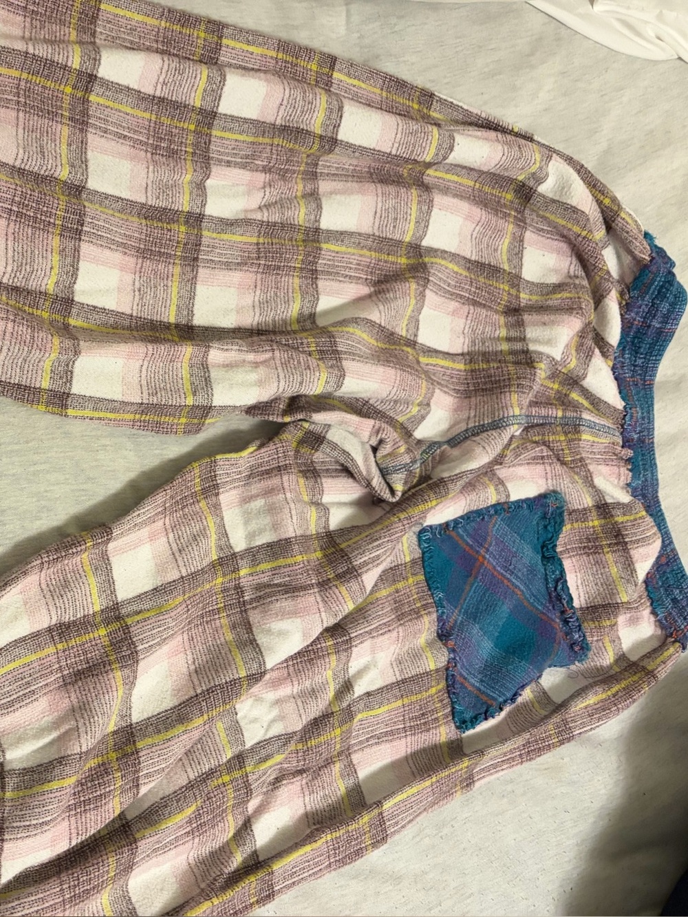 Plaid Patchwork Lounge Pants — Pink, Yellow & Blue